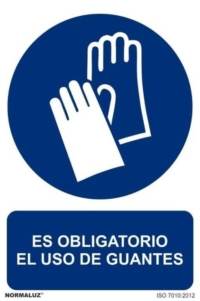Señal "Es obligatorio el uso de guantes" Normaluz Señal "Es obligatorio el uso de guantes" Normaluz