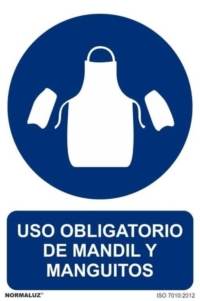 Señal "Uso obligatorio de mandil y manguitos" Normaluz Señal "Uso obligatorio de mandil y manguitos" Normaluz