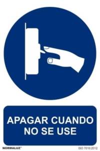 Señal "Apagar cuando no se use" Normaluz Señal "Apagar cuando no se use" Normaluz