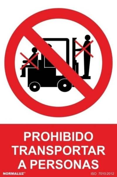 Señal "Prohibido transportar a personas" Normaluz