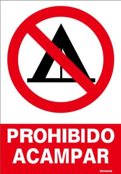 Señal "Prohibido acampar" Normaluz