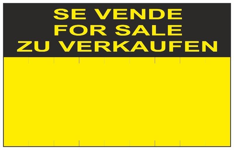 Señal "SE VENDE" en varios idiomas, normaluz Señal "SE VENDE" en varios idiomas, normaluz