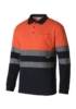 Polo bicolor alta visibilidad manga larga con Algodón Velilla 305515, Naranja flúor-marino