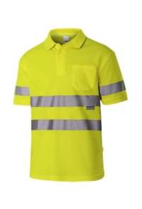 Polo alta visibilidad manga corta con Algodón 305512 Velilla, Amarillo flúor