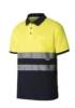 Polo bicolor alta visibilidad manga corta con Algodón Velilla 305513, Amarillo fluor-marino