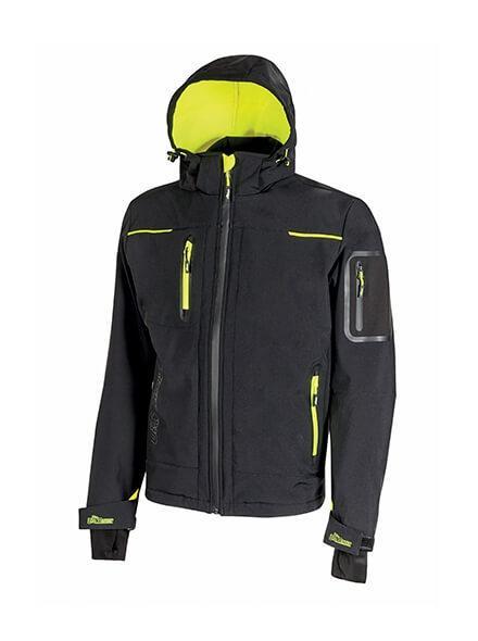Parka Soft Shell Space U-Power Negro-Amarillo Flúor