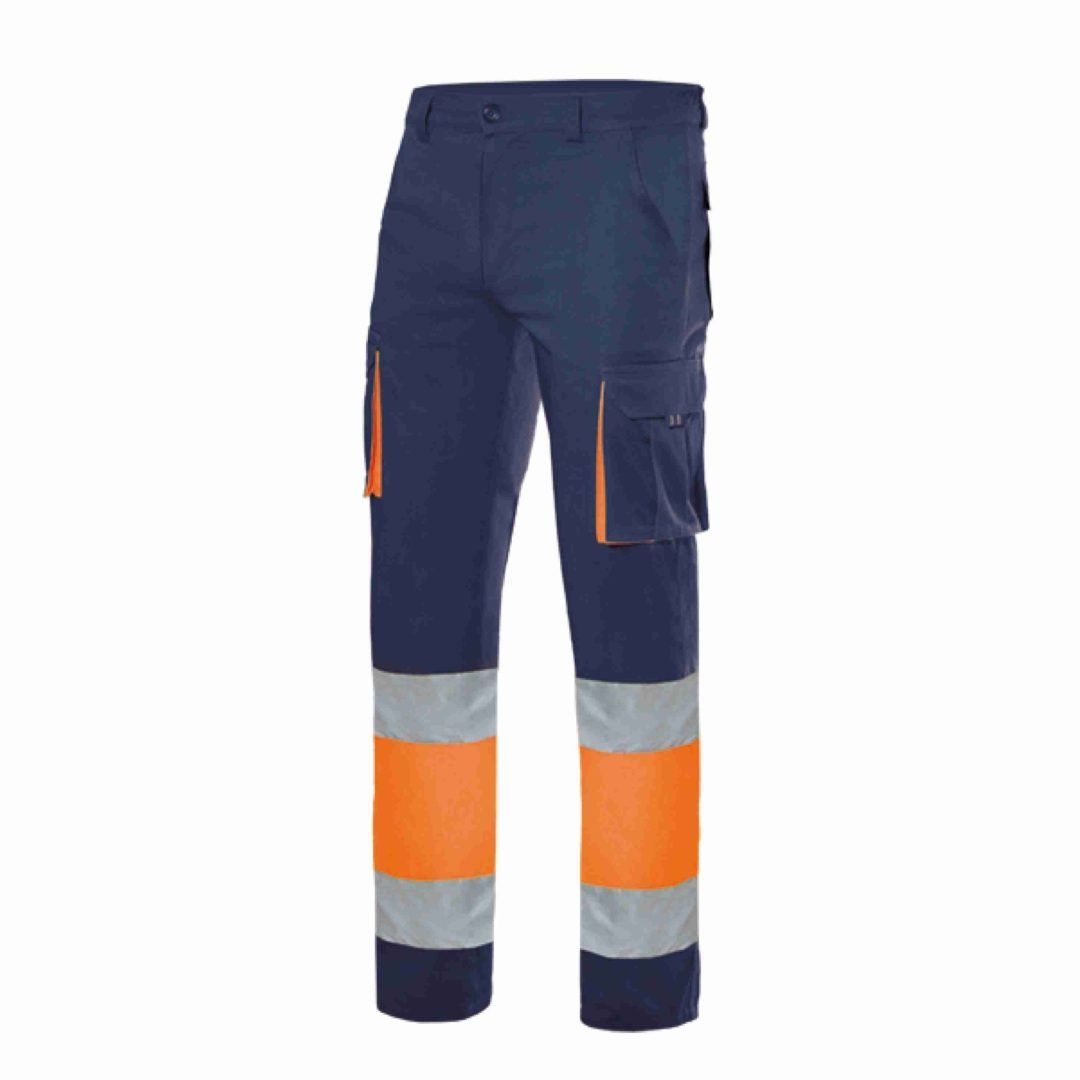 Pantalón Bicolor Alta Visibilidad Velilla 303007 Marino-Naranja Flúor