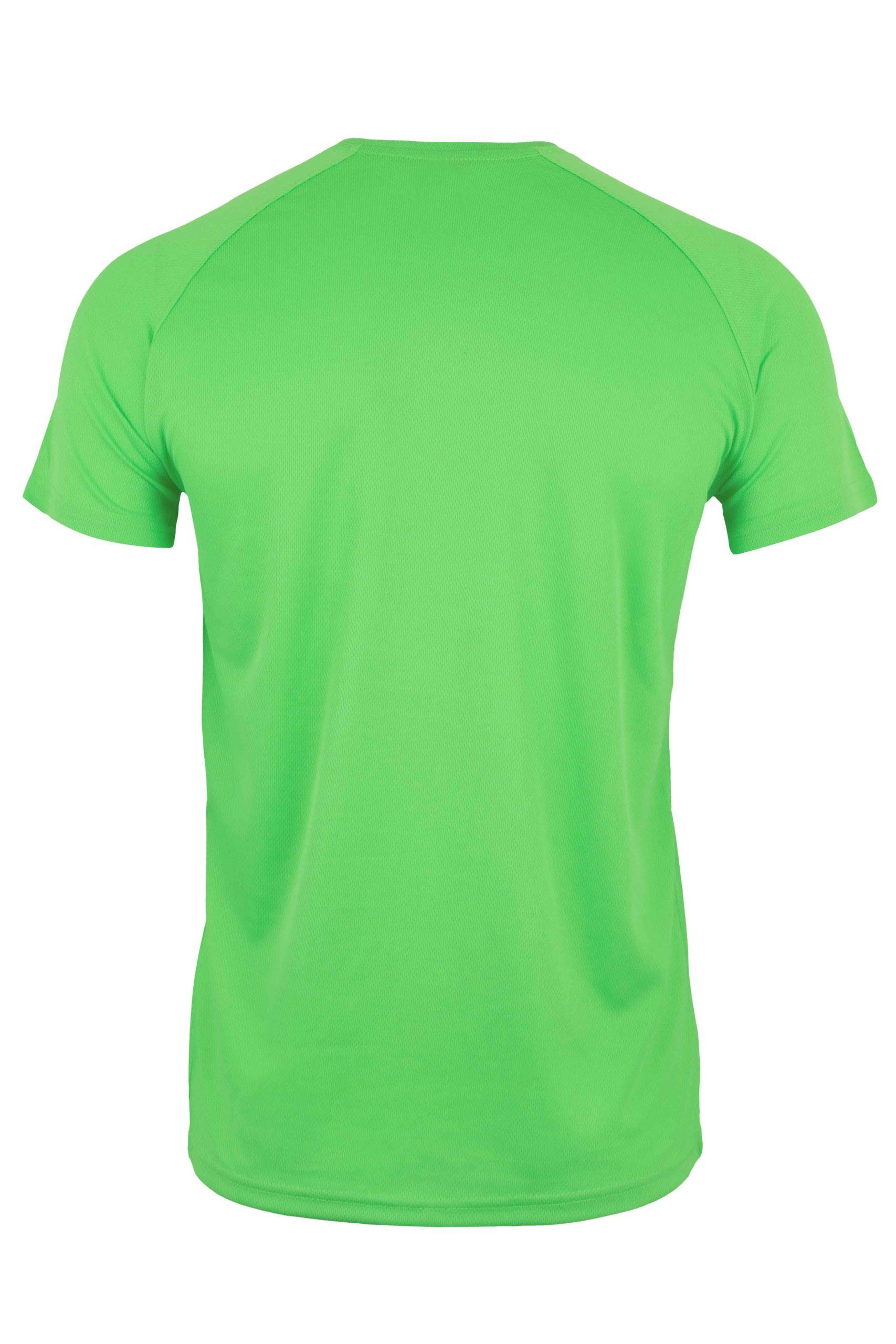 Camiseta técnica Mukua Tech MK520V lima flúor espalda