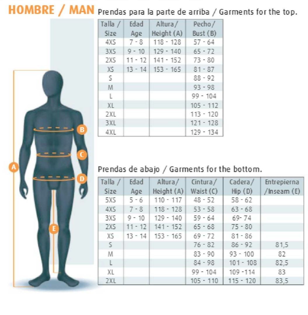 Guia de Talla Hombre Luanvi