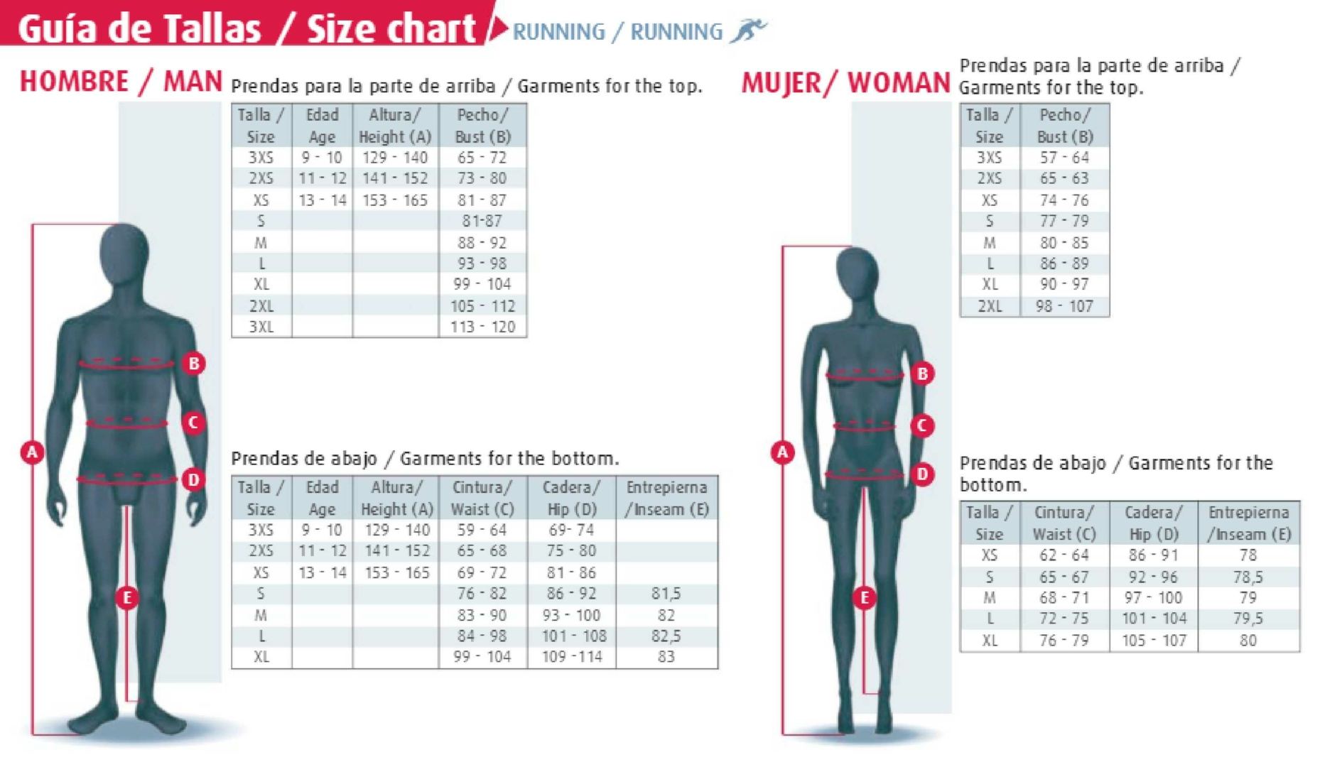 Guia de Talla Running Luanvi