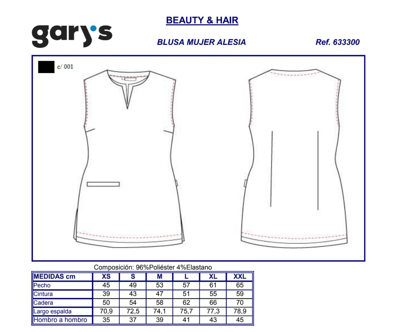 GUIA TALLA 6333 GARY'S