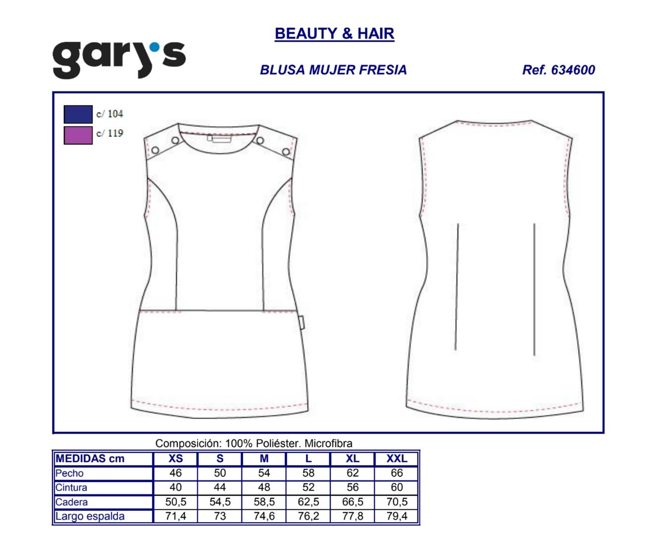 GUIA TALLA 6346 GARY'S