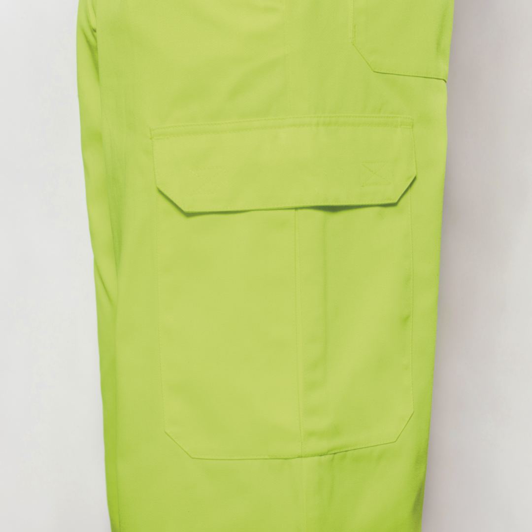 Pantalón Multibolsillos Alta Visibilidad Alfa Roly 9309 Distincion amarillo fúor lateral