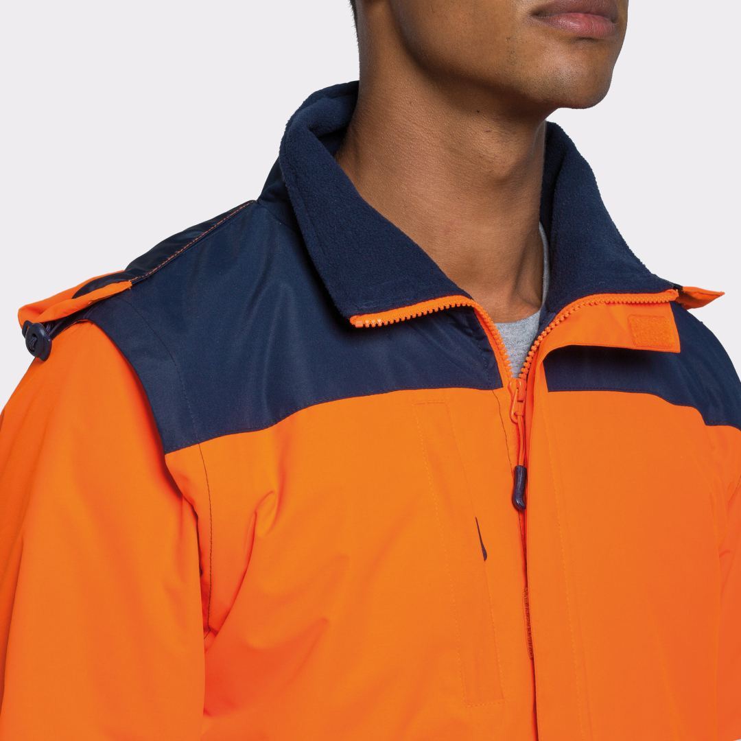 Parka Alta Visibilidad Epsylon Roly 9304 Distincion naranja flúor-marino cuello