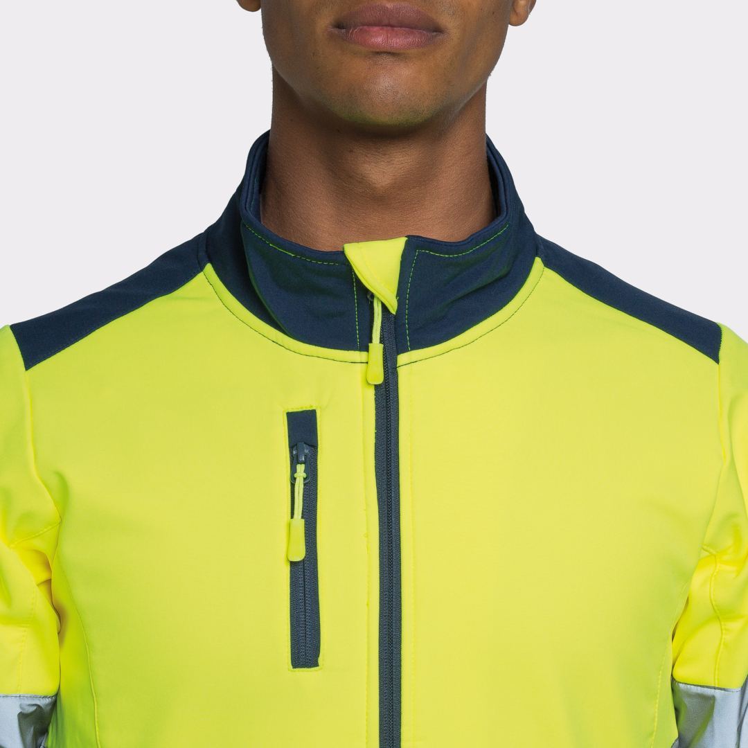 Soft Shell Alta Visibilidad Antares Roly 9303 Distincion marino-amarillo flúor cuello