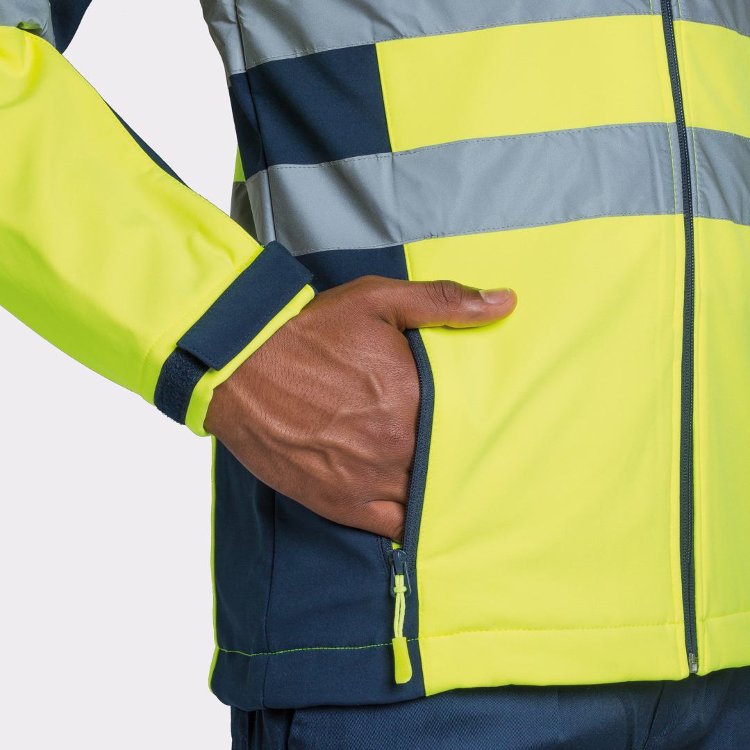Soft Shell Alta Visibilidad Antares Roly 9303 Distincion marino-amarillo flúor manga
