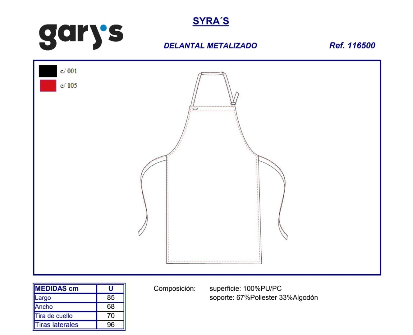 GUIA TALLA 1165 GARY'S