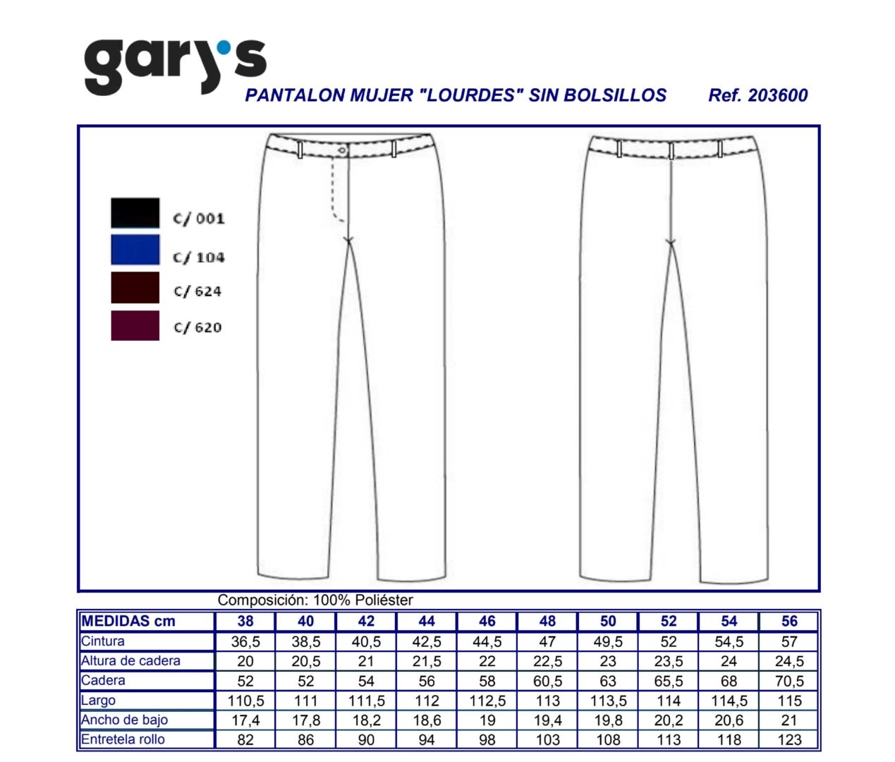 GUIA TALLA 2036 GARY'S