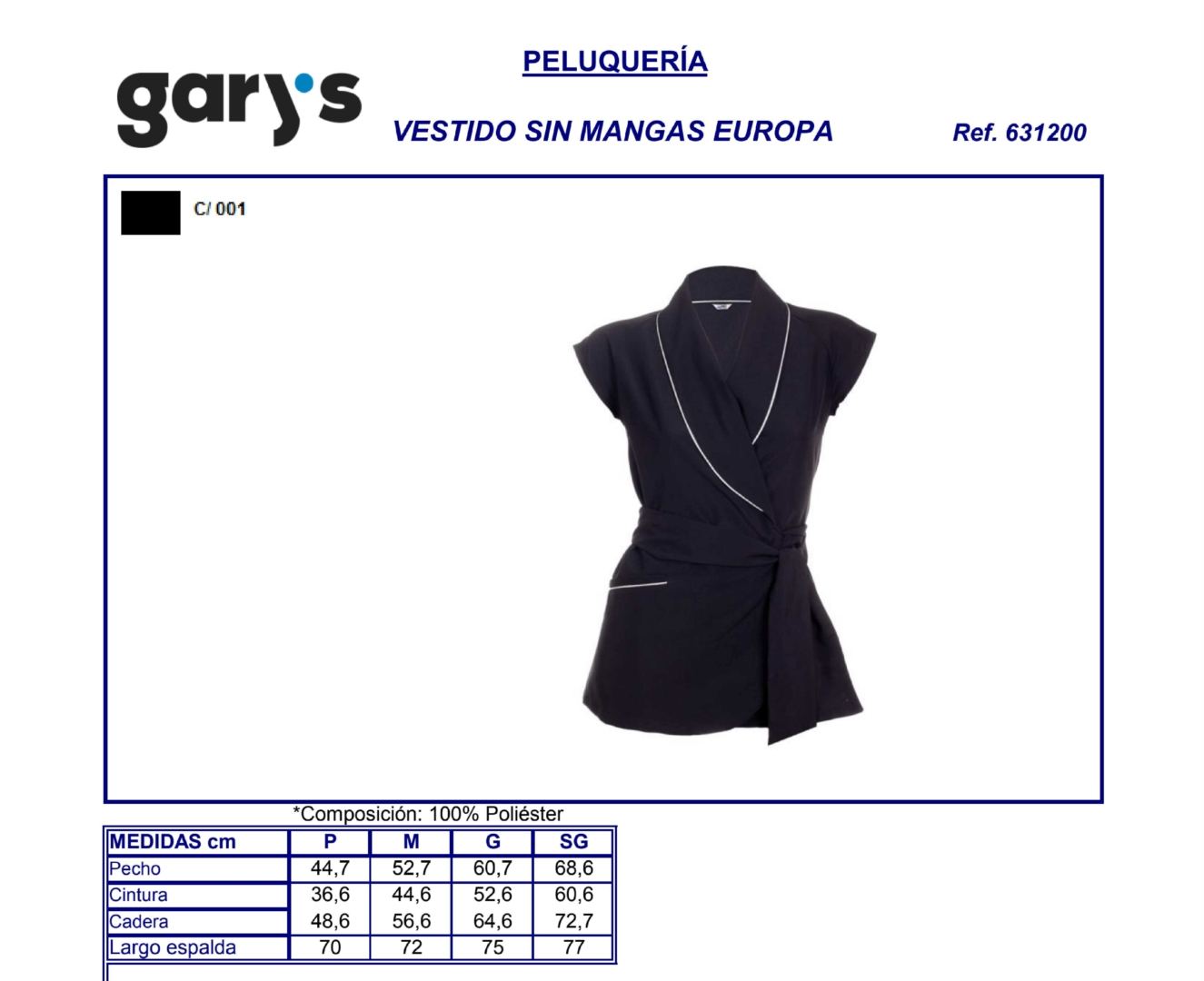 GUIA TALLA 6312 GARY'S