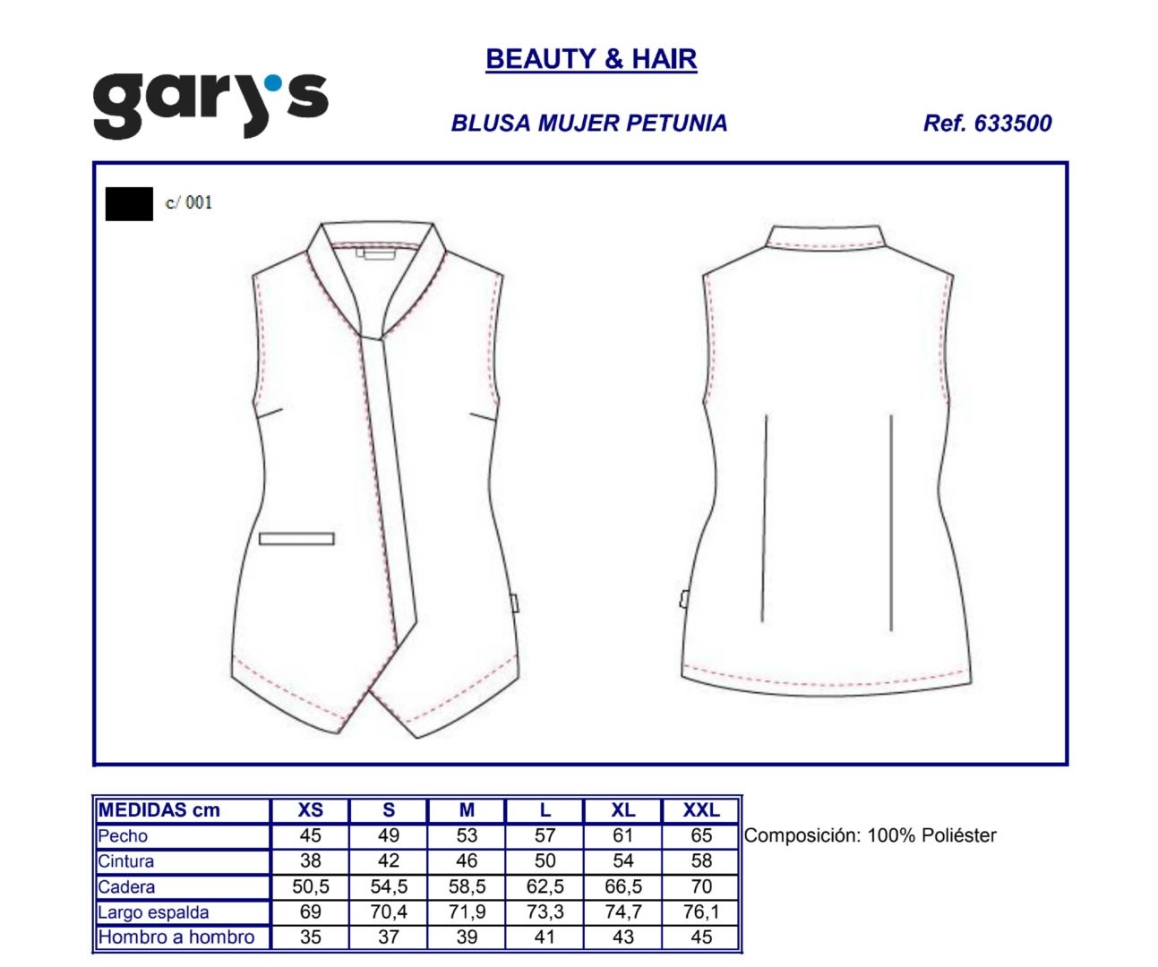 GUIA TALLA 6335 GARY'S