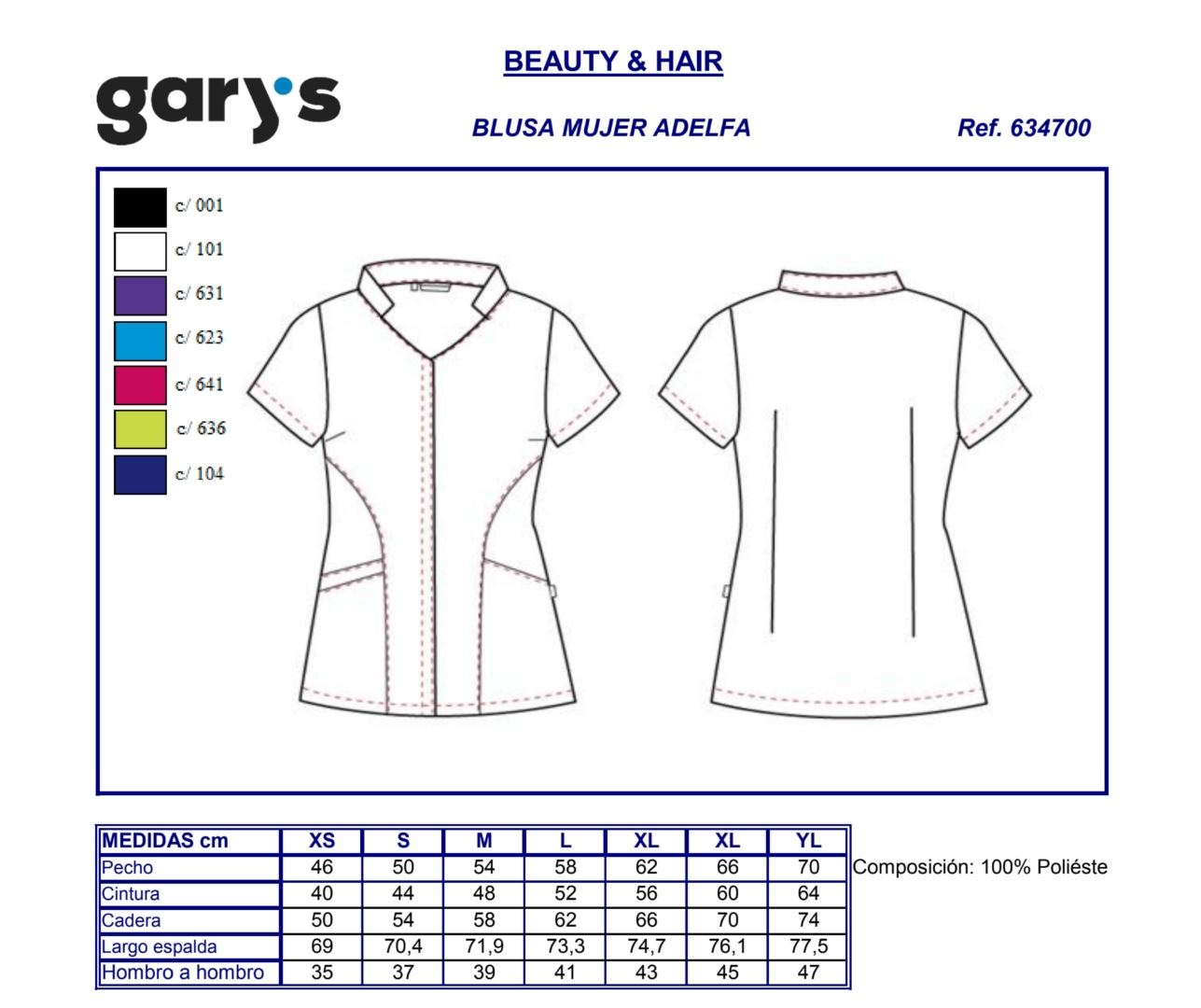 GUIA TALLA 6347 GARY'S