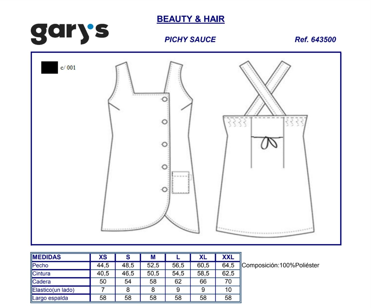 GUIA TALLA 6435 GARY'S