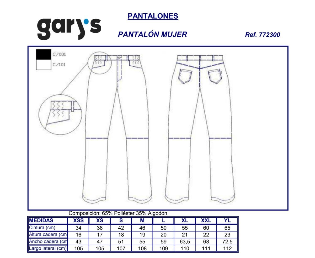 GUIA TALLA 7723 GARY'S