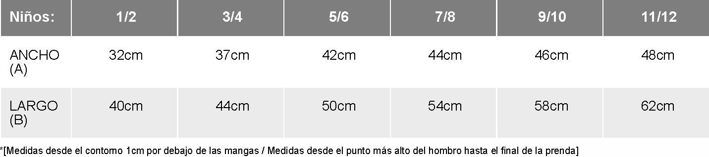 GUIA TALLA CLASICA NIÑO ROLY DISTINCION