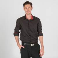 Camisa De Hombre ML Bicolor Garys 2603 negro-rojo