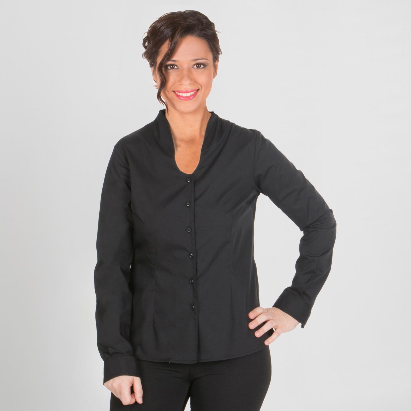 Camisa Mujer Cuello Chimenea Garys 2412 negro