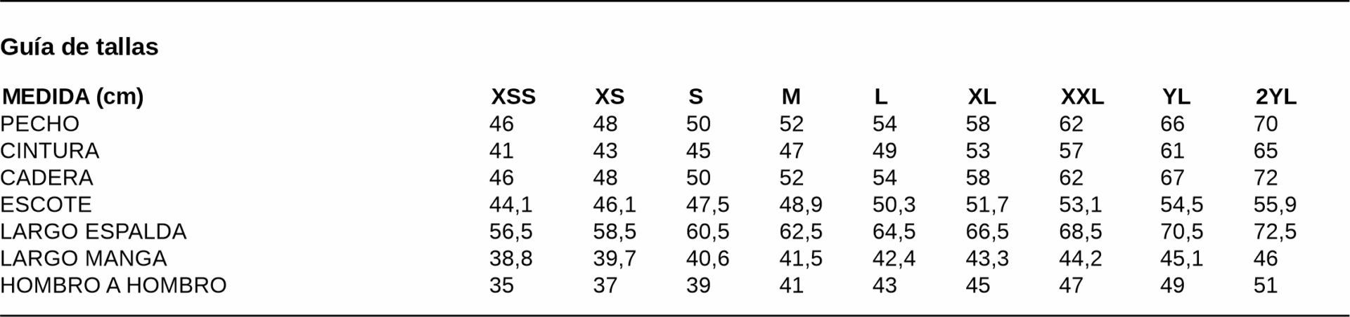 GUIA TALLA 2431 GARYS DISTINCION
