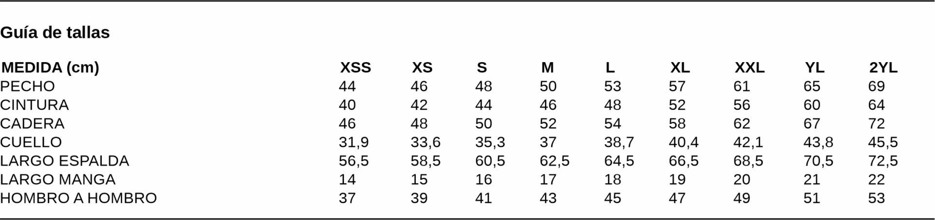 GUIA TALLA 2485 GARYS DISTINCION