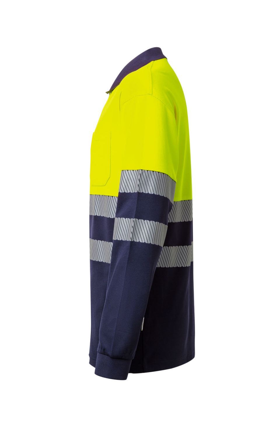 Polo Alta Visibilidad MLarga Color Combinado Velilla 305525 Marino-Amarillo Lateral