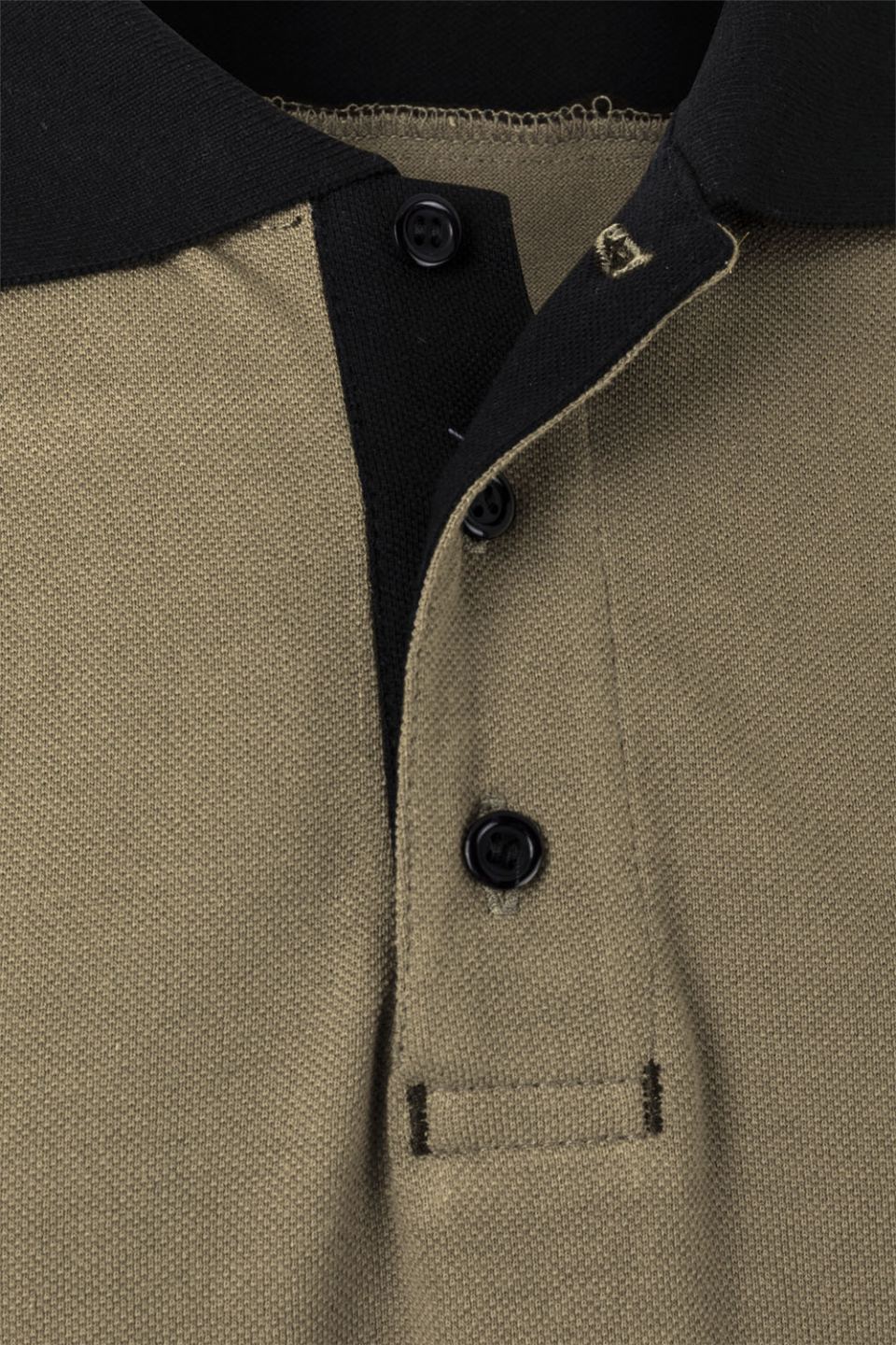 Polo Laboral Combinado MCorta Beige-Negro Detalle Velilla 105519 Distincion