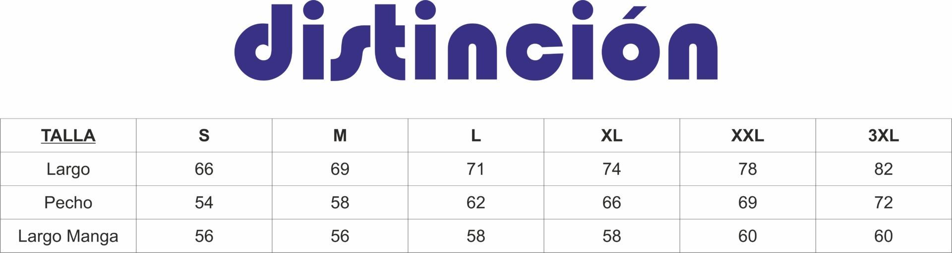 GUIA TALLA DISTINCION 5864