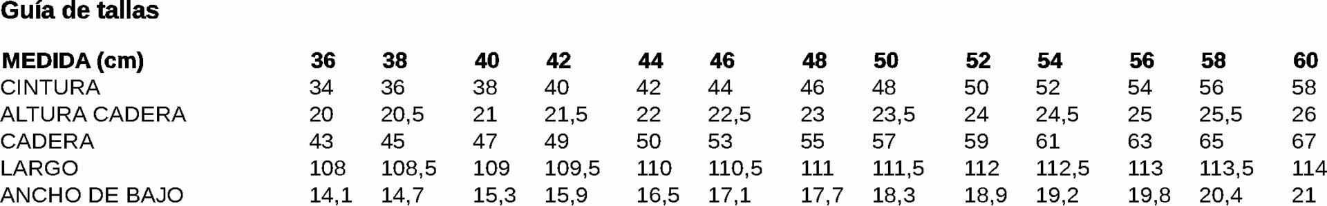 GUIA TALLA 7802 GARYS