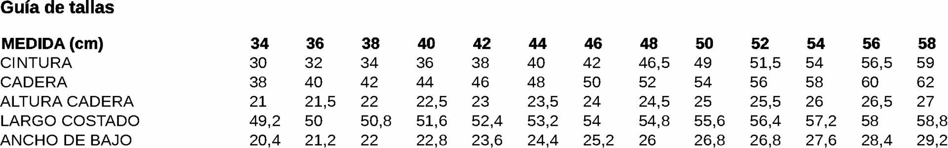 GUIA TALLA 7805 GARYS