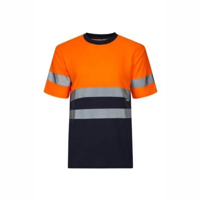 Camiseta Velilla Bicolor Reflectante 305613 Marino-Naranja fluor Distinción