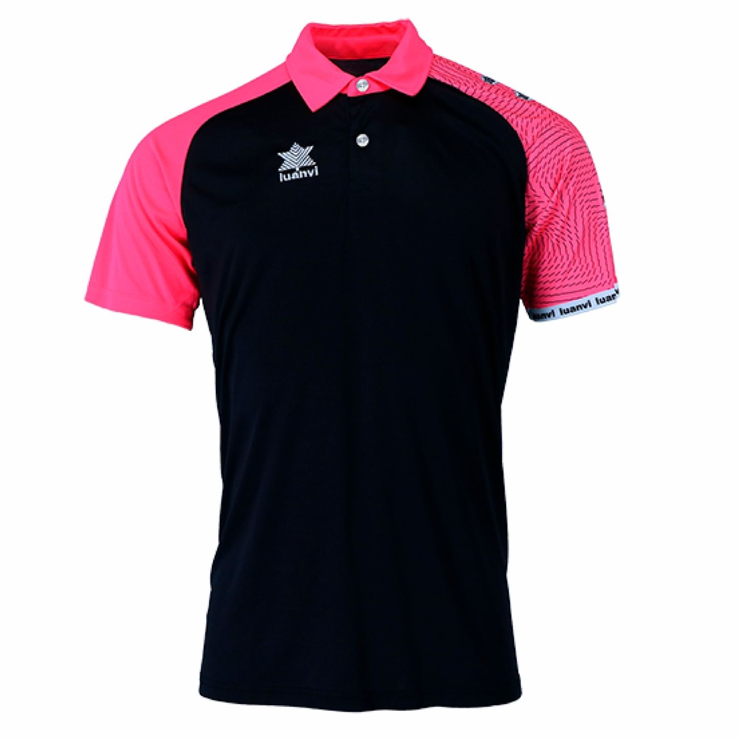 Polo Luanvi Manga Corta Open 024796 Negro-Rosa Flúor Distinción