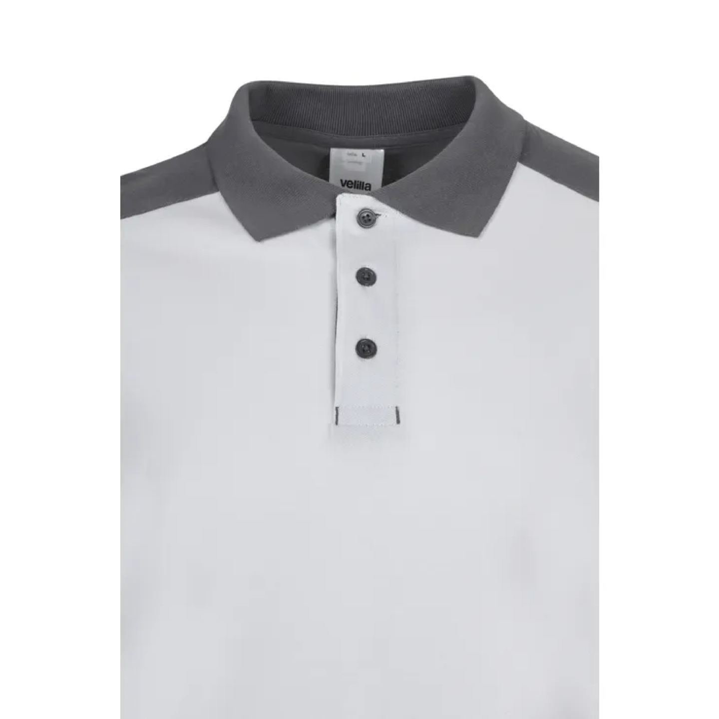 Polo Stretch Velilla Bicolor 105529S Blanco-Gris Detalle Distinción