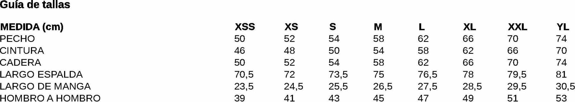 GUIA TALLA 600051 GARYS