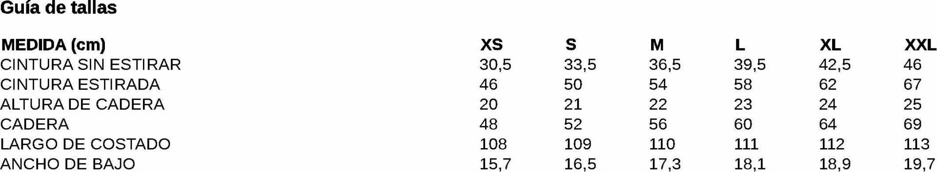 GUIA TALLA 700054 GARYS