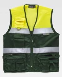 Chaleco Bicolor Tipo Safari Workteam C4010 amarillo-verde