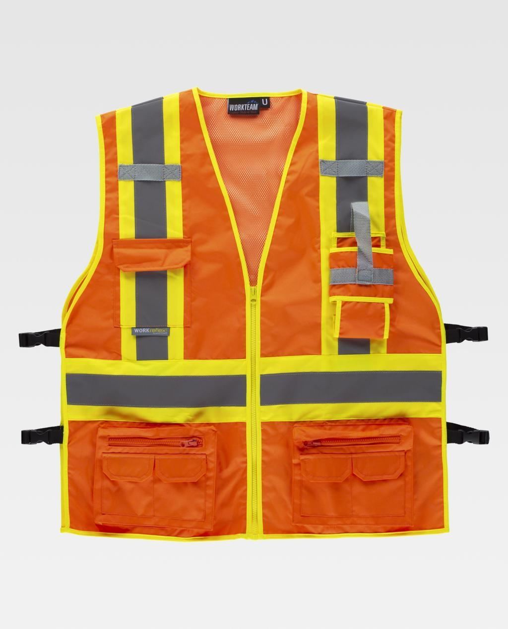 Chaleco Multibolsillos Alta Visibilidad Workteam C3622 naranja-amarillo