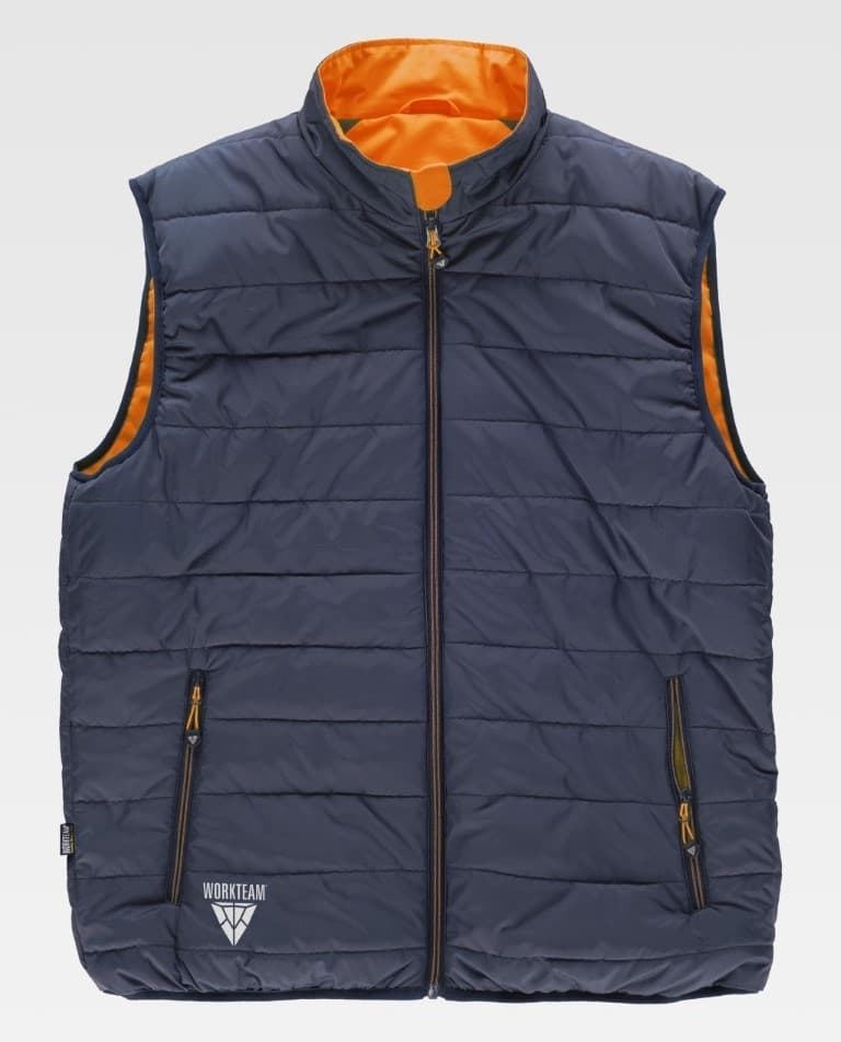 Chaleco Reversible Alta Visibilidad Workteam C8250 parte marino