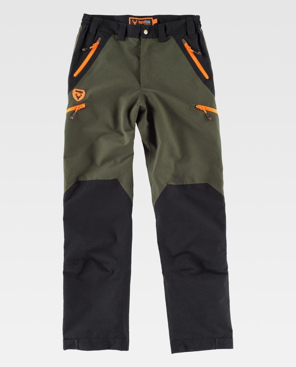 Pantalón de Caza Impermeable HunterTeam S8320 verde caza-negro