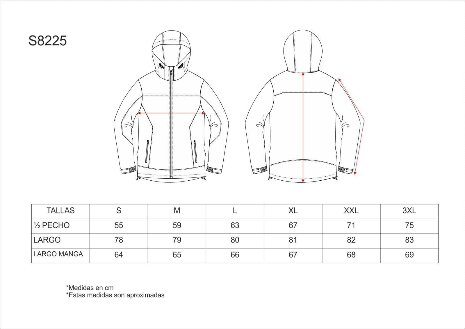 S8225 GUÍA DE TALLAS