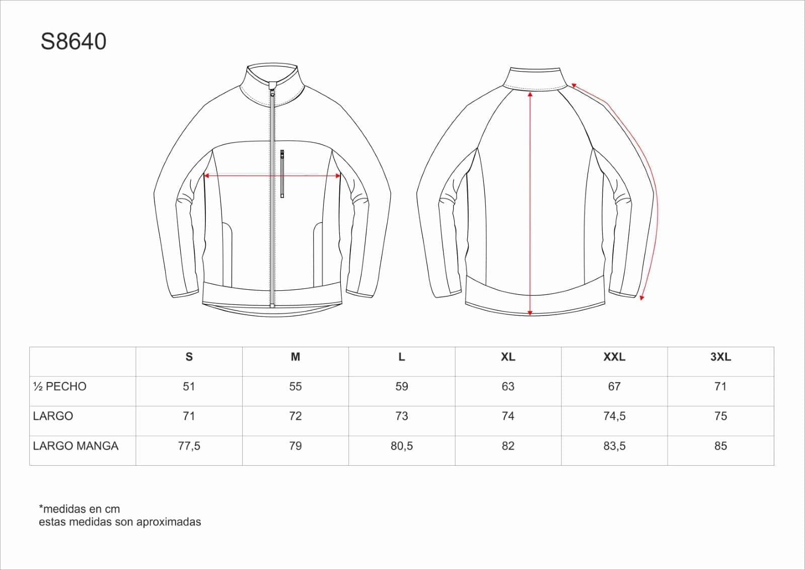S8640 GUÍA DE TALLAS