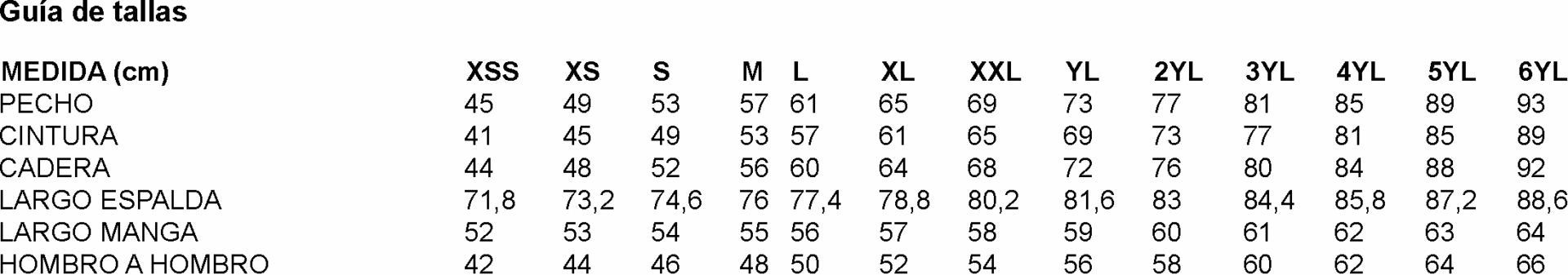 GUIA TALLA 930023 GARYS