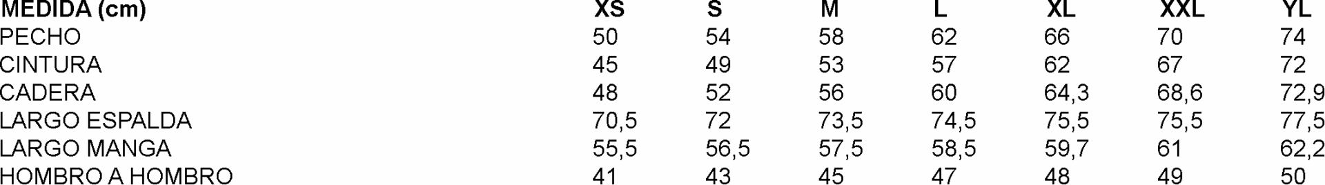 GUIA TALLA 933600 GARYS